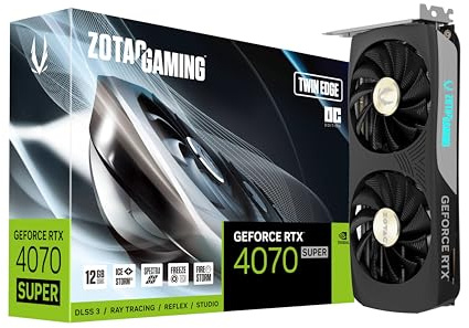ZOTAC Gaming GeForce RTX 4070 Super Single Edge OC DLSS 3 12GB GDDR6X 192-bit 21Gbps PCIE 4.0 Compact Gaming Graphics Card, IceStorm 2.0 Advanced Cooling, Spectra RGB Lighting,