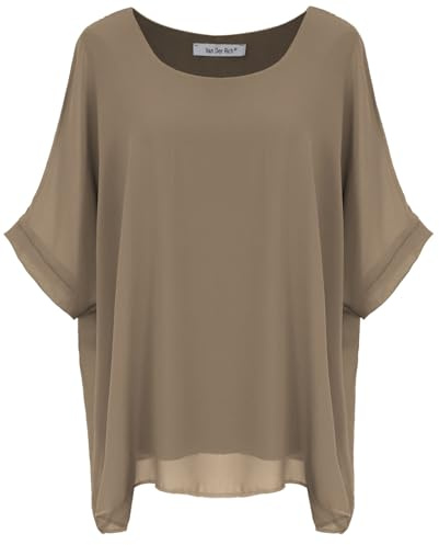 Van Der Rich ® - Camicia in Chiffon Foderato all'Interno - Dnna (Marrone, L-XL)