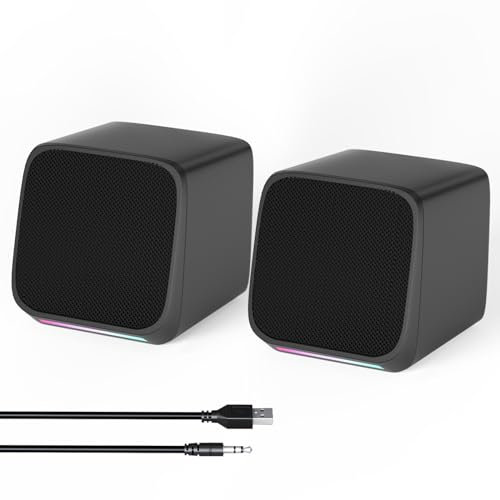 Computer Speakers for Desktop PC,Desktop Speakers,Small Computer Speakers USB Powered 3.5mm Aux Speaker