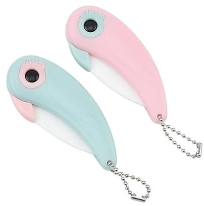 2 pezzi Coltello da Frutta In Ceramica, Mini Coltelli Uccello Pieghevole da Cucina Lama in Ceramica, Verdura Coltello Cassaforte da Tasca Utensili da Taglio di Precisione (Blu e Rosa)