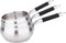 Kamberg - Set mit 3 Töpfen, 16/18/20 cm – hochwertiger Edelstahl – Apfelform – Ausgießer – für alle Herde, auch Induktionsherde – schwarzer Silikongriff