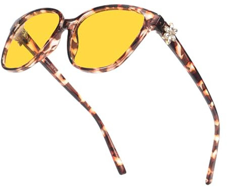 Myiaur Night Driving Glasses for Women, Anti Glare Night Vision Glasses Polarised Yellow Lens, Ideal for Nighttime/Foggy/Rainy