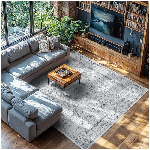 tectake® Teppich, waschbarer, Flauschiger Teppich für Home, Wohnzimmer, Schlafzimmer, Kinderzimmer, Vintage Optik Orient Teppich Kurzflor, als Küchenteppich, Läufer - 240 x 340 cm