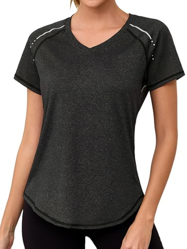 Gyabnw Women's Gym T Shirt V Neck UPF 50+ Short Sleeve Loose Fit | UPF 50+ sun protection, loose fit, quick dry fabric, for gym training, outdoor activities and workouts