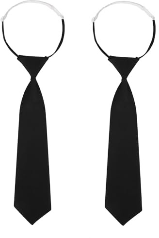 Yeenao Black Ties for Women, 2pcs Adjustable, Women Neck Tie, Uniform School Tie, Suitable for JK JC Cosplay, Graduation, Business
