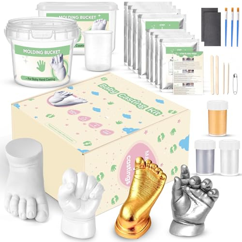 TOGOU2S Kit de Fundición Para Bebés, Kit 3D Molde Manos y Pies Para Bébé, Hacer 4 Fundidos, Kits de Fundición de Manos y Pies Paras Bebés, Kits de Fundicións a Mano 3D Con Pinturas