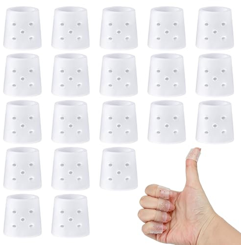 20 Pcs Anti Skin Picking Finger Covers Silicone Finger Protectors Reusable Breathable Fingertip Sleeves for Nail Biting Cracked Skin Hangnails Transparent Finger Protection Gloves Daily Use