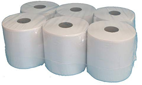 6 Handtuchrollen Papierhandtuchrollen Papierrollen Putztücher Handtuchpapier Putzrollen Recycling Tissue Natur weiß MIDI Rollen 1-lagig 20cm breit 300m auf Rolle