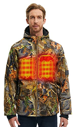 CONQUECO Chauffante Veste pour Hommes électrique Chaud Vêtements Thermique avec Batterie pour extérieur d'équitation Ski Pêche avec en Hiver