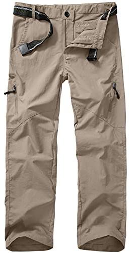 Kids' Cargo Pants, Youth Boys' Hiking Casual Outdoor Quick Dry Boy Scout Pants #9030-Khaki-S