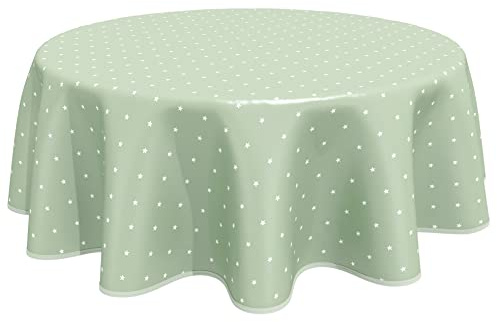Home Direct Bordsduk vaxduk PVC rund 160 cm stjärna, salviagrön