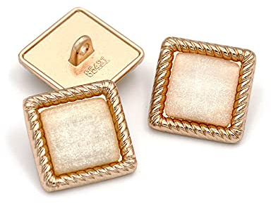 5Pcs Square Design Metal Buttons Coat Sweater Cardigan Decorative Buttoms(Camel,18mm)
