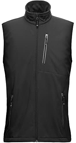 33,000ft Gilet Softshell Léger Pour Hommes Gilet de Course Imperméable et Coupe-vent Gilet Respirant Sans Manches Pour le Cyclisme, Course, Randonnée, Golf Noir 4XL