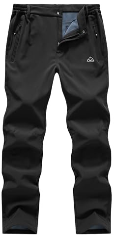YSENTO Mens Waterproof Walking Fleece Lined Trousers Winter Thermal Ski Hiking Outdoor Overtrouser(Black,38)