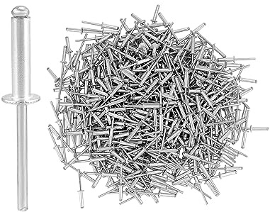 QWORK Aluminum Blind Rivets, 500 Pcs 3/16 x 3/4 (4.8x20mm) Rivets Assortment, Blind Rivet, Silver