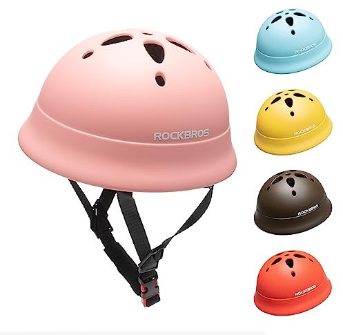 ROCKBROS Kinder Fahrradhelm 2-5 Jahre Kinderhelm Kopfumfang 48-52 cm für Kleinkinder Outdoor Laufrad Scooter Rosa