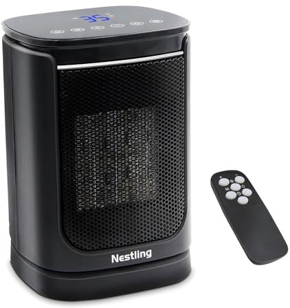 Nestling Electric Heater,1500W Fan Heater,Tip-Over Protection,70° Oscillating,12H Timer& LED Display,3 Modes Heaters for Home