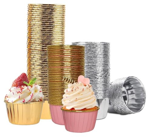 VIVIIHOO 150 pirottini per muffin e cupcakes in carta e alluminio, impermeabili, resistenti all'olio e antiaderenti.