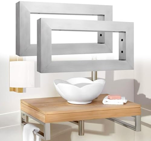 LARS360 Wandkonsole für Waschtisch 2 Stück 300x150 mm Wandkonsole stabil Waschtischhalterung, Metall Rergalhalter, Handtuchhalter Gebürsteter Rostfreier Stahl, Silber
