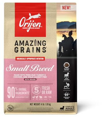 ORIJEN Amazing Grains High Protein Dry Dog Food Small Breed Recipe 4lb Bag