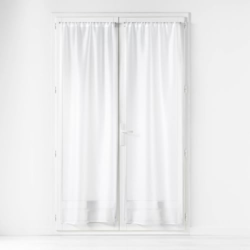 Douceur d'Intérieur Lissea Coppia di Tende a Vetro con Passanti, 2 x 70 x 200 cm, Tessuto sablé, Bianco