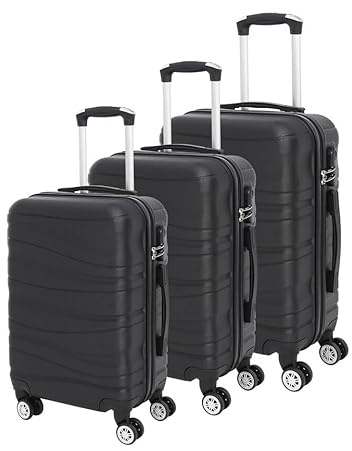 LUGGIT 3 Pcs Travel Ready Luggage Suitcases | 40L, 68L, 100L 3-Sizes, ABS Hard Shell & Smooth 360° 4-Wheel Spinner Trolley Strong & Lightweight Travel Suitcases with Telescopic Comfy Handle