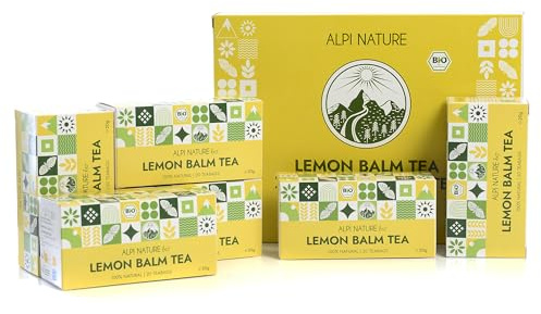 Alpi Nature Melisa Infusión Orgánica, 120 Bolsitas de Melisa, 120g, Paquete de 6 x 20 Bolsitas de 1g