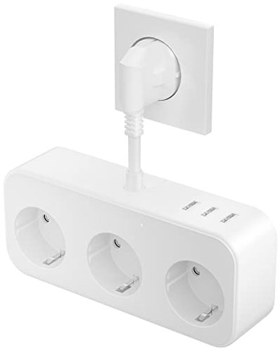 Doppelstecker für Steckdose, 6-in-1 Steckdosenleiste(250V/16A), Steckdosenadapter mit USB, mit Flexible Kabel