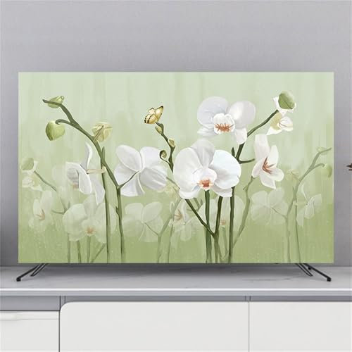 Hixingo Copertura TV Antipolvere, Motivo Fiore 3D Copri Televisore Copertura Televisore Cover TV Copri TV Protezione TV Universale Elastica Custodia Protettiva TV (55inch,Phalaenopsis A)