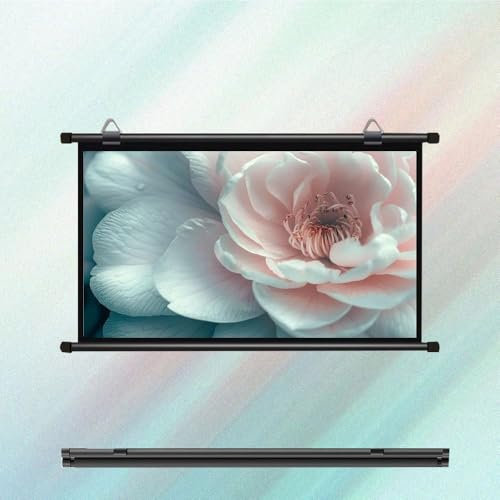 KPEGAXS Projector Screen Roll Up 40 50 60 Inch Portable HD Movie Screen Manual Pull Down Projection Screen Wall Mounted Ceiling Projector Curtain(4:3,50inch)