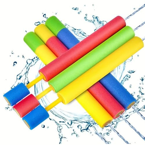Landrain 6pcs Lange Wasserpistole Kinder, 30cm Bunte Schaumstoff Wasserspritzpistole, Spritzpistole Wasser Schwimmbad Strand Outdoor