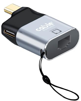 USB-C hane till RJ45-LAN-hona adapter + 100W PD och USB-C honport | Aluminium, kompatibel med Thunderbolt 3/4, iPhone, Macbook, iPad, Samsung, Windows PC, bärbar dator,