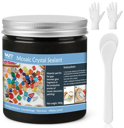 WAN2TLK Black Mosaic Crystal Grout 400g, No Need to add Water, Direct caulking, Mosaics Tile Tools, Mosaic Crystal Sealant for All Tiles & Surfaces