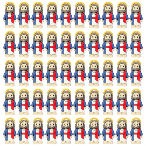 50 figuras de Jesús pequeño, mini figuras de Jesús a granel, estatuas de TinyJesus para rellenar huevos de Pascua, muñeca religiosa de bolsillo, figuras en miniatura de Jesusto de Pascua escondite y
