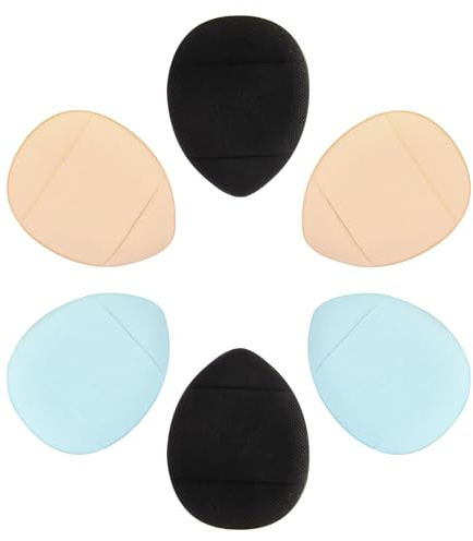 JECOMPRIS 6 Piezas de Mini Borlas de Maquillaje Cosmético para Uso Húmedo Correa, Esponjas de Poliuretano Hidrofílico en Forma Mini para Aplicación Facial Precisa Color Aleatorio