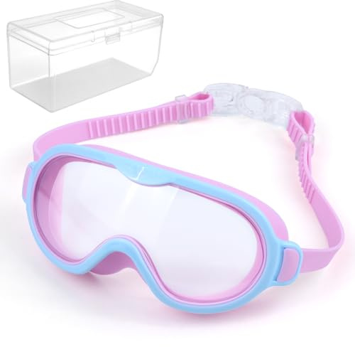 FACHOI Kids Swimming Goggles, Childrens Swim Goggles for Age 3-14, Kids Goggles Anti-Fog Resist Leak Proof Swimming Goggles with Adjustable Straps for Boys Girls F4-DKYJ
