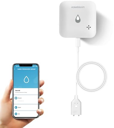 Vattendetektor, 90 dB, stark vattensensor, vattensensor med fjärrlarm, IP66, vattenlarm för kök, källare och badrum (W08TW)