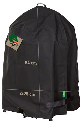 Mehr Garten Kugelgrill Abdeckung wetterfest, Ø75x85 cm, schwarz, Oxford 600D Gewebe, Grillabdeckung wasserdicht und UV-beständig, Abdeckhaube für Rundgrill