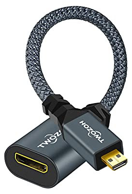 Twozoh Câble Adaptateur Micro HDMI Mâle vers Mini HDMI Femelle, Câble d'extension Micro HDMI Type D Mâle vers Mini HDMI Type C Femelle 4 K/1080p (20CM)
