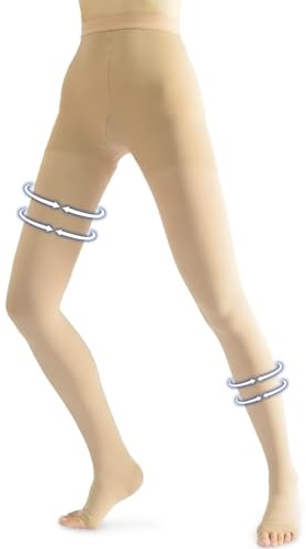 Beister Collant de Contention Femme & Homme à bouts ouverts Longues, 20-30mmhg Bas de Contention Classe 2 Médicale Soutien Graduel Chaussette de Contention,Pantalons serrés pour Les varices, l'œdème