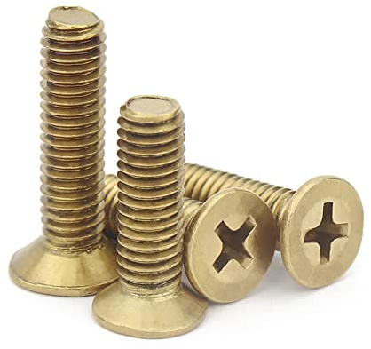 CONPHERON Tornillos de Cabeza Avellanada Cruzado de Latón Tornillos de Cabeza Plana Phillips Tornillo de Latón, M4x12 mm,40 pcs
