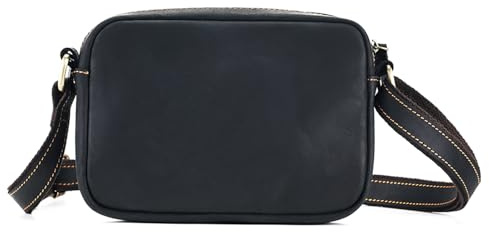 FANDARE Axelväska läder herr väska damer axelväska äkta läder handledsväska läkarväska axelväska crossbody bag arbetsväska Messenger Bags present för män, svart, L