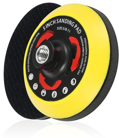 Upgraded 5 Inch Hook and Loop Backing Pad Plate 5/8-11 Threads, Angle Grinder Sanding Disc Attachments with Interface Foam Sanding Pad, Grinder Buffer Accessories for Wood Metal Polishing