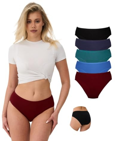 ALYA UNDERWEAR Sous-vêtements de Qualité Supérieure pour Femmes, Culotte Taille Mi-Haute en Coton Biologique Respirant, Culottes Confortables pour Dames (Multicolor-P24, 3XL)