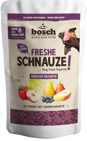 Bosch Freshe Schnauze – Verger fruité 1 x 200 g | Topping pour Nourriture pour Chien | Convient pour la Nourriture sèche et Humide | avec Pommes fraîches, poires et myrtilles