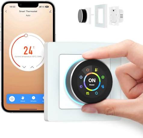 AVATTO Thermostat für Wasser Fußbodenheizung,55 x 55 Standard, Smart WiFi Thermostat Programmierbar Raumthermostat Unterstützen Alexa, Google Home Sprachsteuerung und Smart Life App Fernbedienung