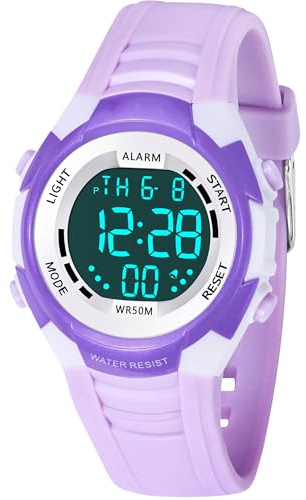 DTKID Kinderuhr für Jungen und Mädchen, Armbanduhr Kinder mit 7 LED-Farben, Alarm, Datum, Stoppuhr, Wasserdicht 50M, für Sport und Outdoor-Aktivitäten, Geeignet Für Kinder von 5 bis 18 Jahren