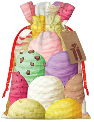 Bolsas de regalo con cordón de Navidad con estampado de helado, saco festivo de Navidad, fiesta de cumpleaños, embalaje de regalo