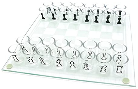 Jorzer Glass Chess Set with 32PCS Acrylic Cups Chess and Wine Cup Game Shot Drinking Glass Set for Adult Toys And Games Board Board