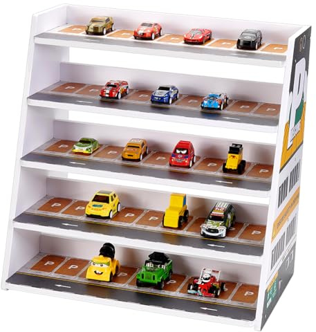 UNICRAFTALE 1/64 Hot Die Cast Model Car Display Case 5-Tier Display Stand | PVC Material Car Storage Organizer Small Parking Garage Diorama Ideal Birthday Present 40.5x20x40.5